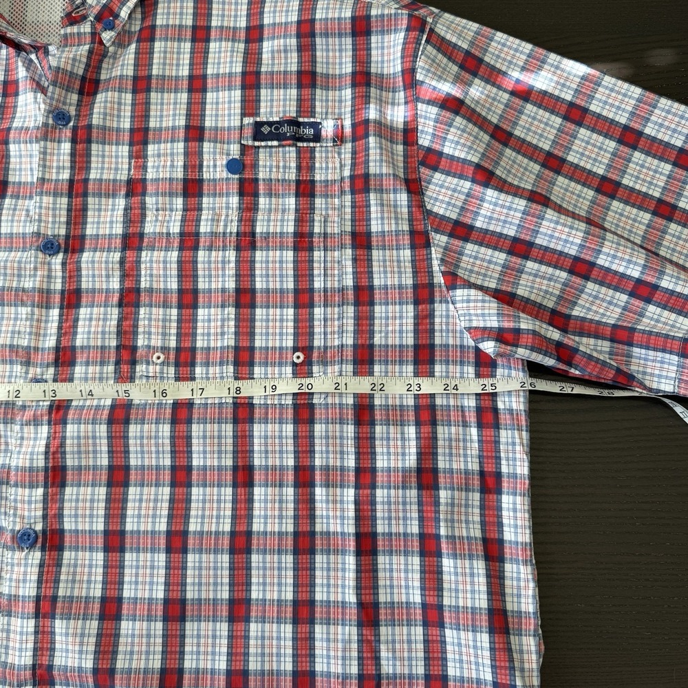 Columbia PFG Omni-shade Shirt Red Short Sleeve Button Up Vented Men's Size XL - Picture 7 of 8